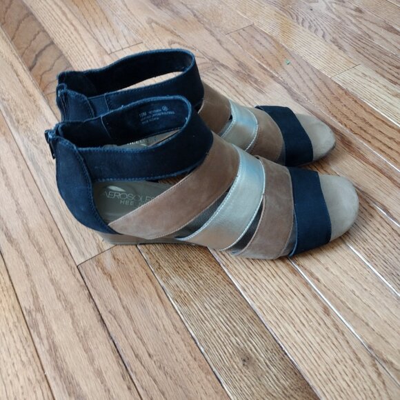 Aerosoles color block Metallic Wedge Sandal - Picture 6 of 6